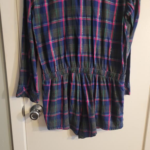 Victoria’s Secret Metallic Plaid Romper Sleepwear Medium Collegiate Quietlux - Picture 4 of 14